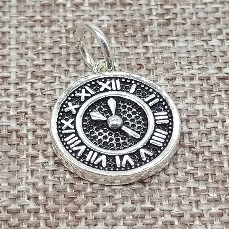 2 Pieces of 925 Sterling Silver Time Clock Charm Pendant for Bracelet Necklace