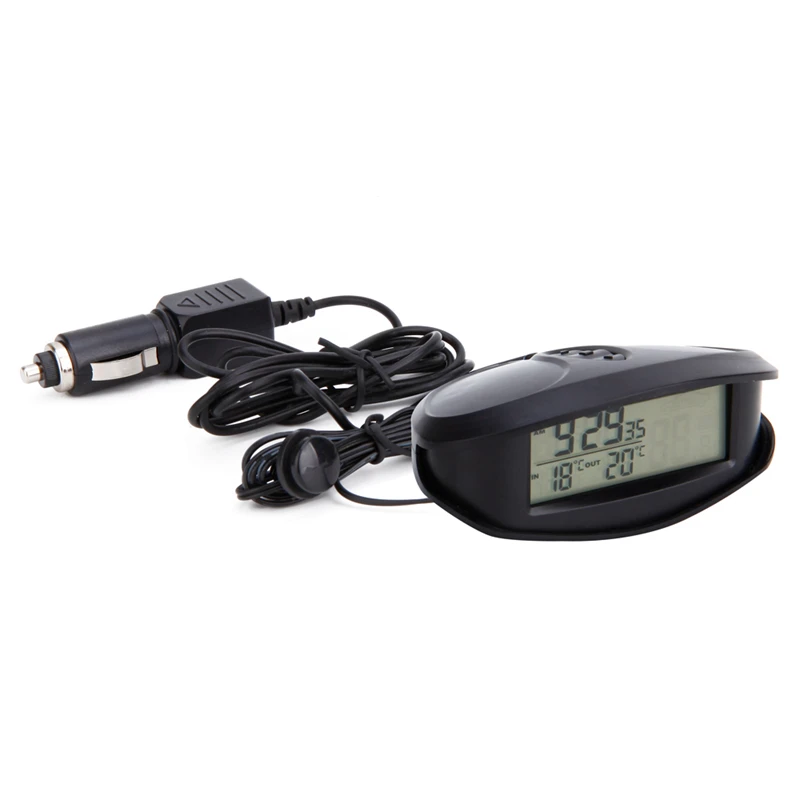 Digital Car Thermometer Luminous LED Table Clock Indoor/outdoor Thermometers Voltmeter Time AlarmBlue Orange Backlight EC98