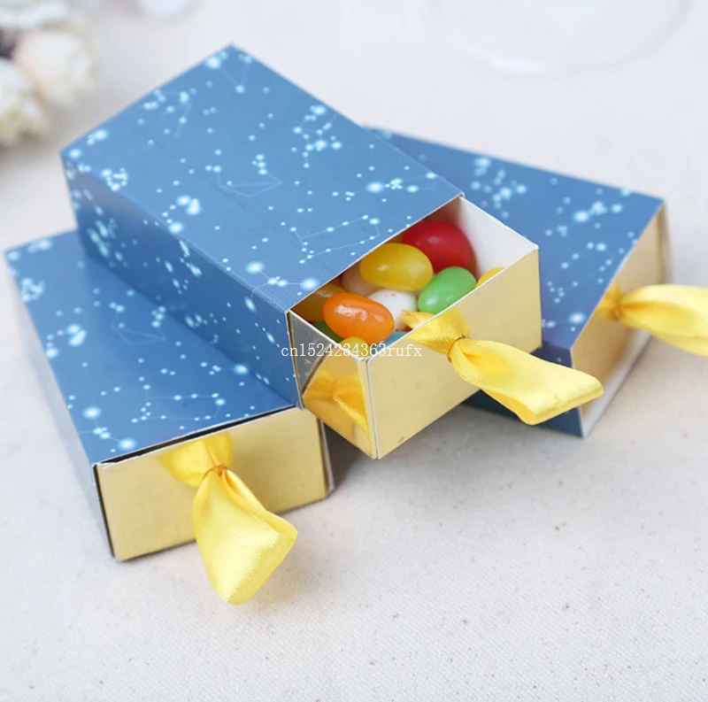 200pcs Romantic Star Theme Paper Candy Box Birthday Wedding Favor Package Box Small Drawer Box For Gifts Baby Shower Wholesale