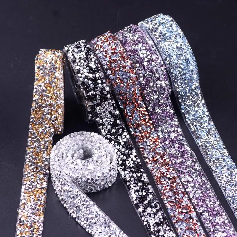 Self-Adhesive Rhinestone Tape Applicator Rhinestones For Clothes Strass Hotfix Rhinestone Applique Trim Crystal Jewelry Ribbon