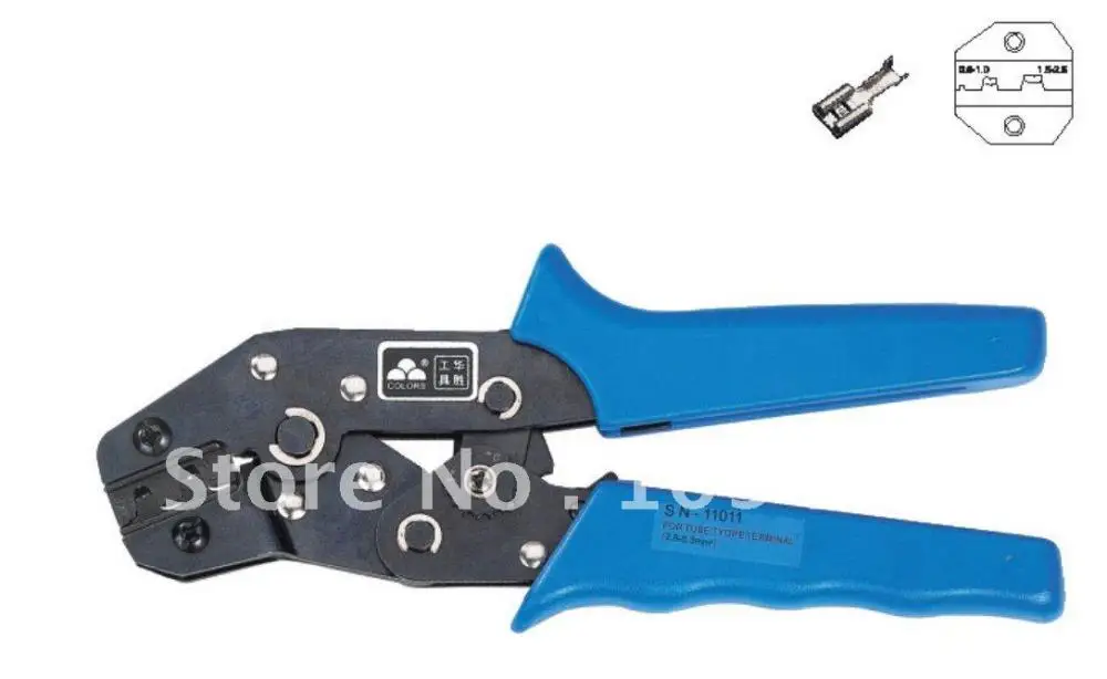 

Best Design Mini European Style SN-11011 Plier Crimper For Non-Insulated Tab Connectors Receptacles AWG 22-14 Square mm 0.5-2.5