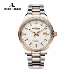 Reef Tiger/RT Watches Steel/Rose Gold Two Tone Business Dress Watch For Men Miyota 9015 Super Luminous Automatic Watches RGA8015