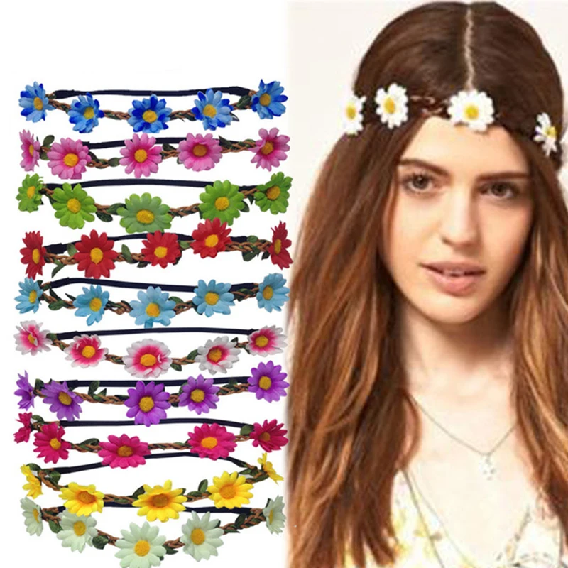 

Dreamlikelin Bohemian Sunflowers Daisy Flowers Headband Ladies Hairband Hair Ornaments Floral Summer Sea Beach Hair Accessories