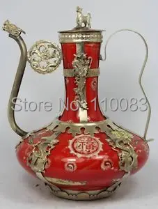 

Vintage Handwork Teapot For Chinese Oriental CHINESE OLD PORCELAIN HANDWORK DRAGON PHOENIX TEA POT Antique Metal Wholesale