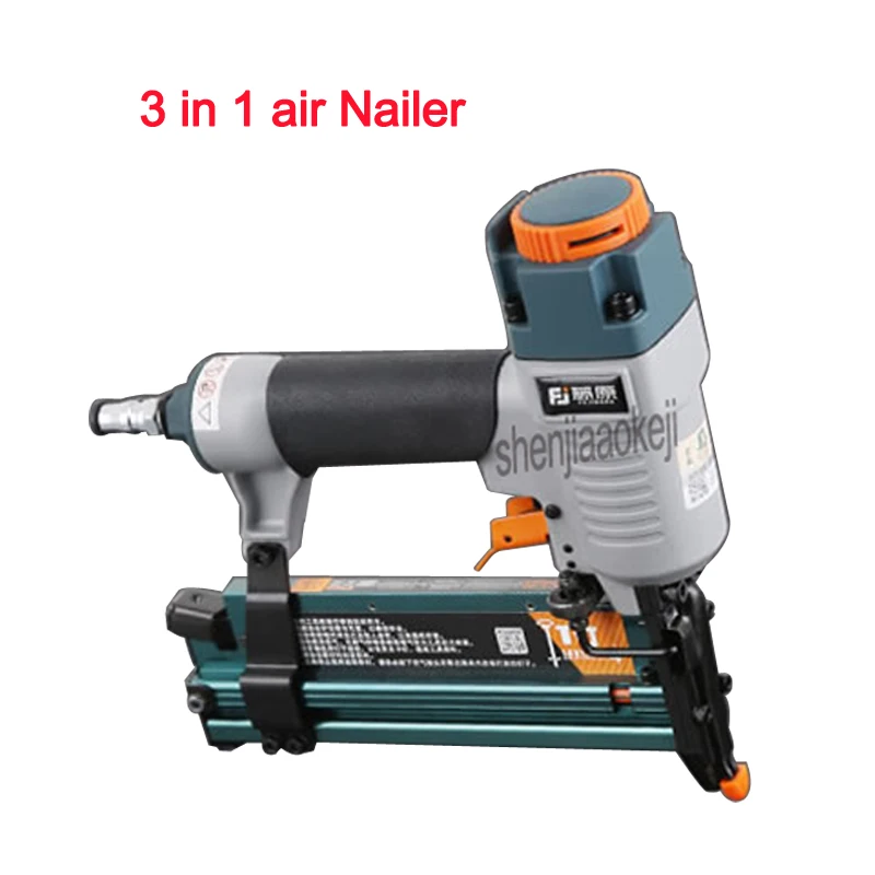 3-in-1 Pneumatic Nail Gun For F Nail, T Nail, 440K Nail Universal Air Nailer Woodworking Air Stapler DIY Carpentry Decor 1PC