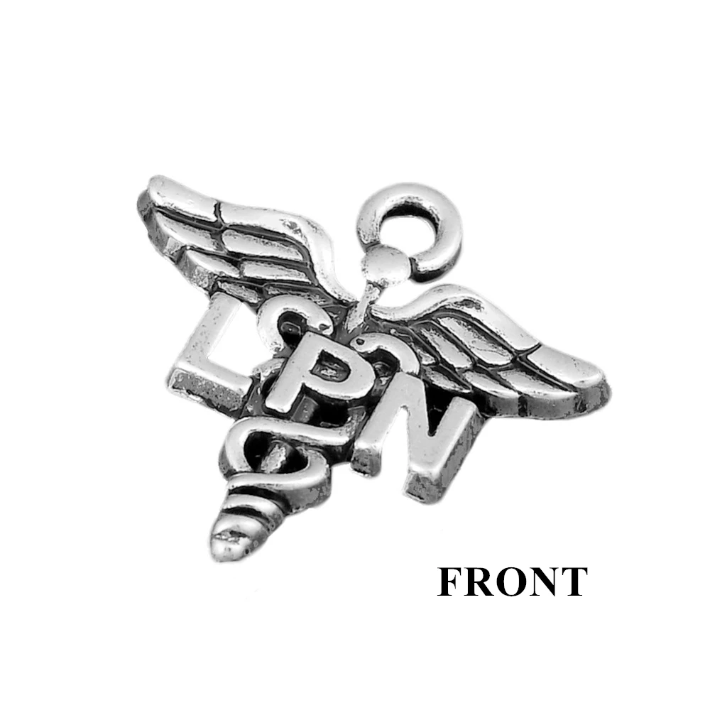 Fashion 20*20mm 50pcs Licensed Practical Nurse Caduceus LPN Medical Symbol Charms AAC179