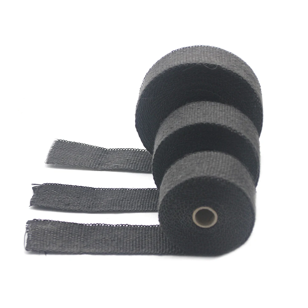 ZSDTRP 5cm*5M 10M 15M Titanium/Black Exhaust Heat Wrap Roll for Motorcycle Fiberglass Heat Shield Tape with Stainless Ties