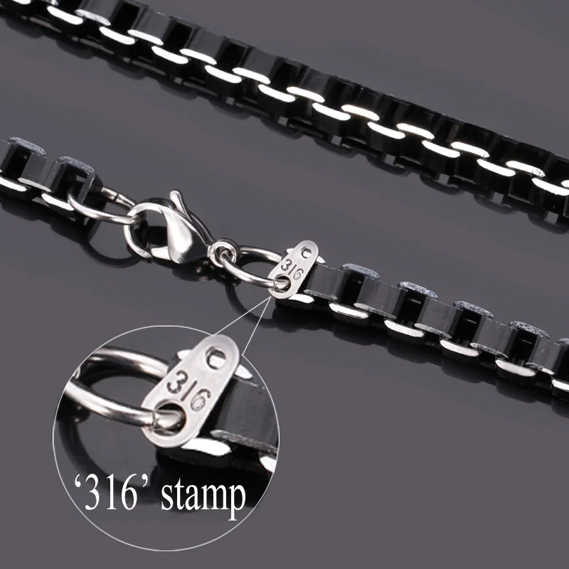 U7 3MM/6MM Box Link Chain Stainless Steel Collar Alloy Square Chain Men Jewelry Trendy Cool Necklack Gift Wholesale N306 QC24