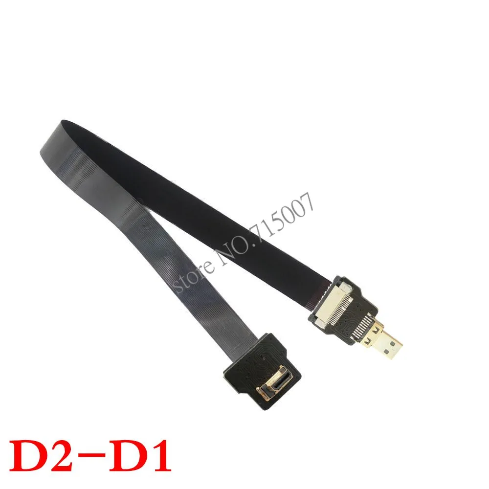 0,05 м-1 м 90 градусов вниз угловой FPV Micro HD-совместимый штекер к Micro HDTV FPC плоский кабель для мультикоптера аэрофотосъемки