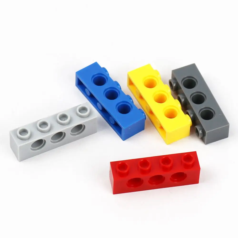 20pcs Technical Brick 1 x 4 with 3 Holes Thick Bricks Model Building Blocks Technical Parts 3701 Mechanical Accessories