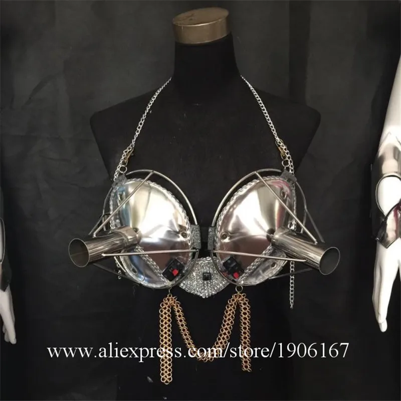 Cold Fireworks Sexy Lady Bra Party Dress Stage Performance Singer Wears Clothing DJ DS Light Ballroom Costumes Party Supplies