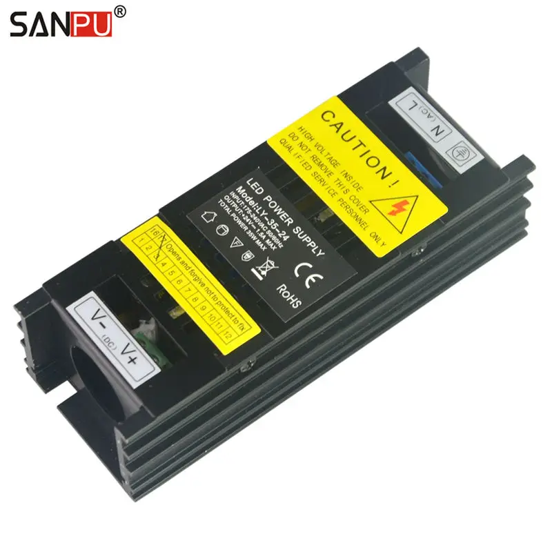 SMPS 24v 35w LED Switching Power Supply Constant Voltage Driver in 24vdc 220v 230v ac to dc Lighting Transformers Black Aluminum