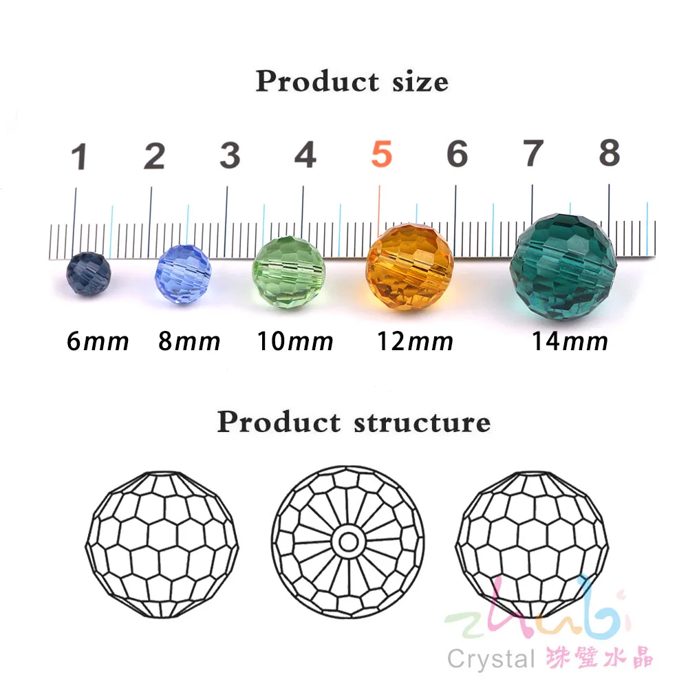 96Faceted Glass Round Ball 6/8/10/12mm Crystal Loose Spacers Beaded for DIY Making Charms Women Jewelry Accessories Craft Beads