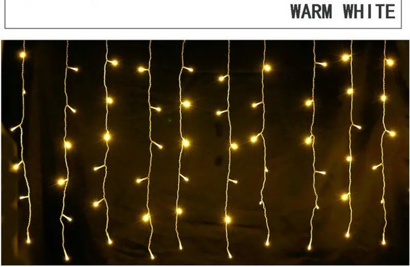 

4M*0.6M LED Curtain icicle string lamp led fairy lights Christmas street garden Xmas Wedding Party House Window Decor-Warm white