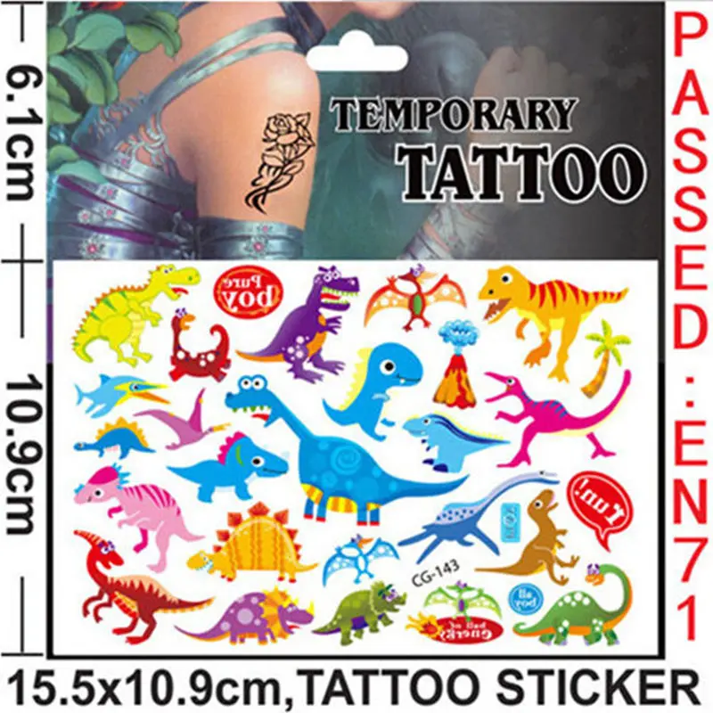 Cartoon dinosaurs temporary tattoo stickers 4pcs cute colorful dinosaur animals girls boys kid party decorations birthday favors