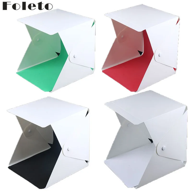 Foleto Mini Folding Studio Portable Soft Box With 2 LED Light White Background Photo Studio 6color Upgrade Bbackground