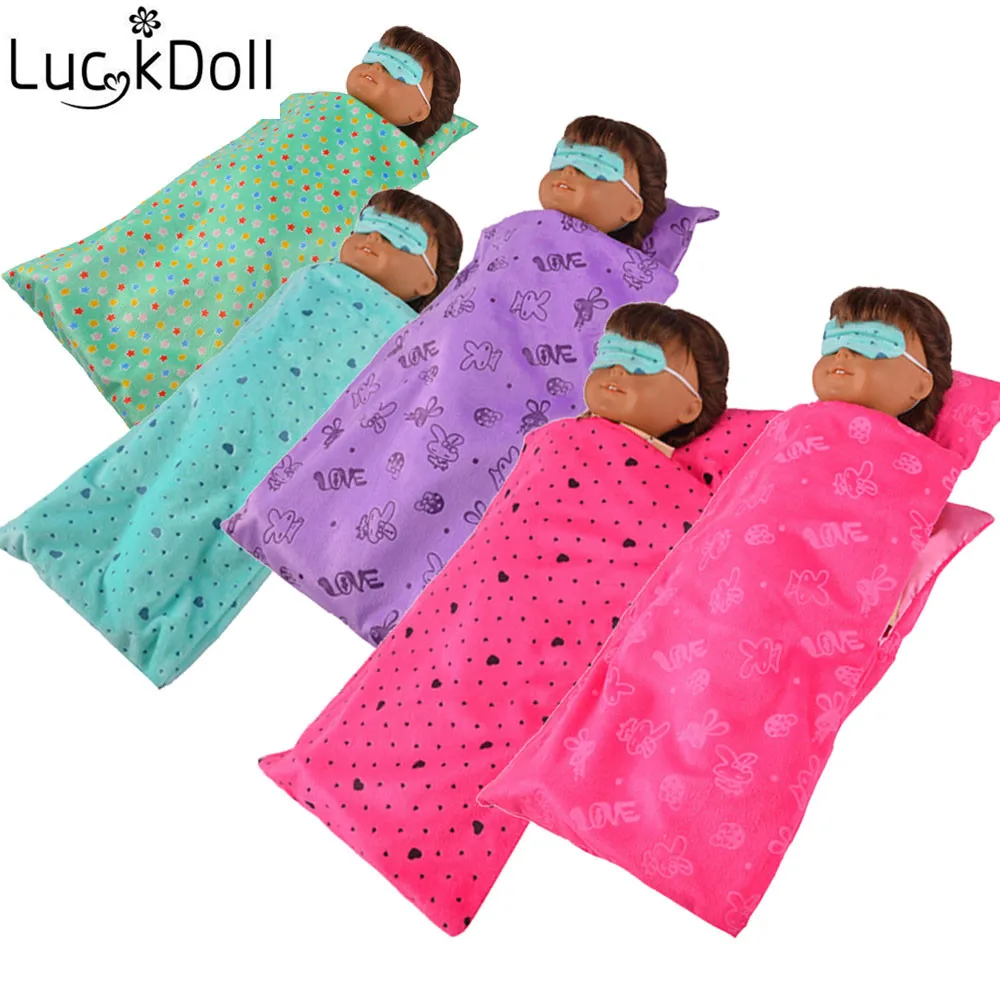 Luckdoll 5pcs/style doll sleeping bag set for 18-inch American  doll accessories, best Christmas gift for children