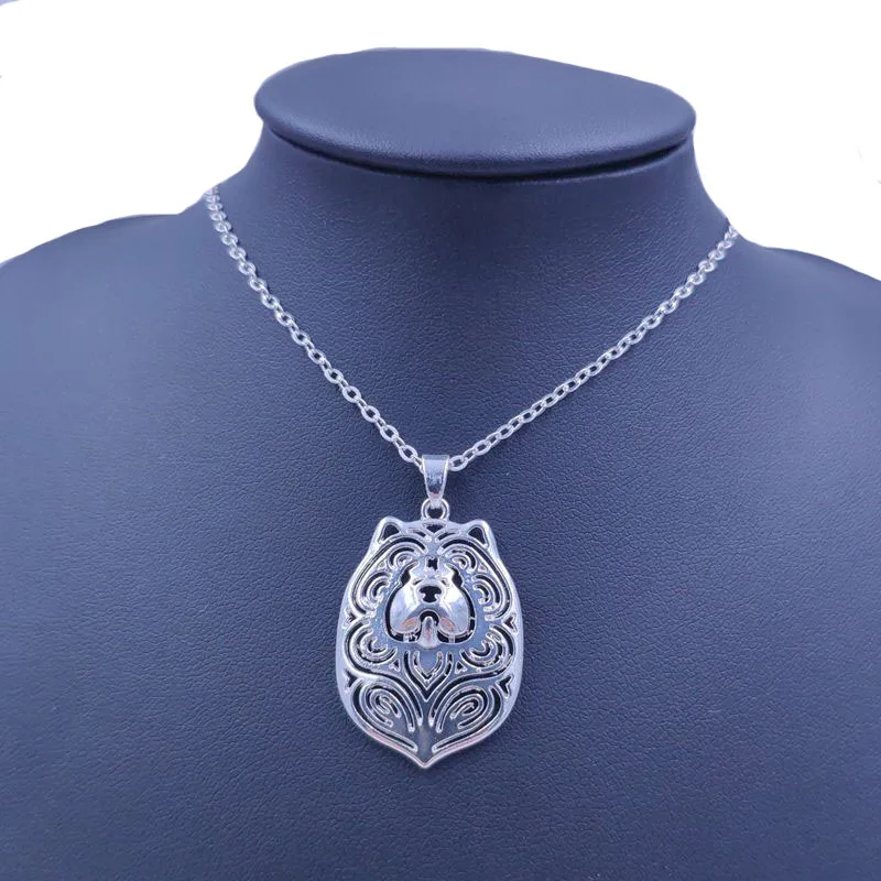 Chow Chow Dog Animal Pendant Necklace Gold Silver Plated Jewelry For Women Male Female Ladies Punk Cute Cartoon AKC  N159