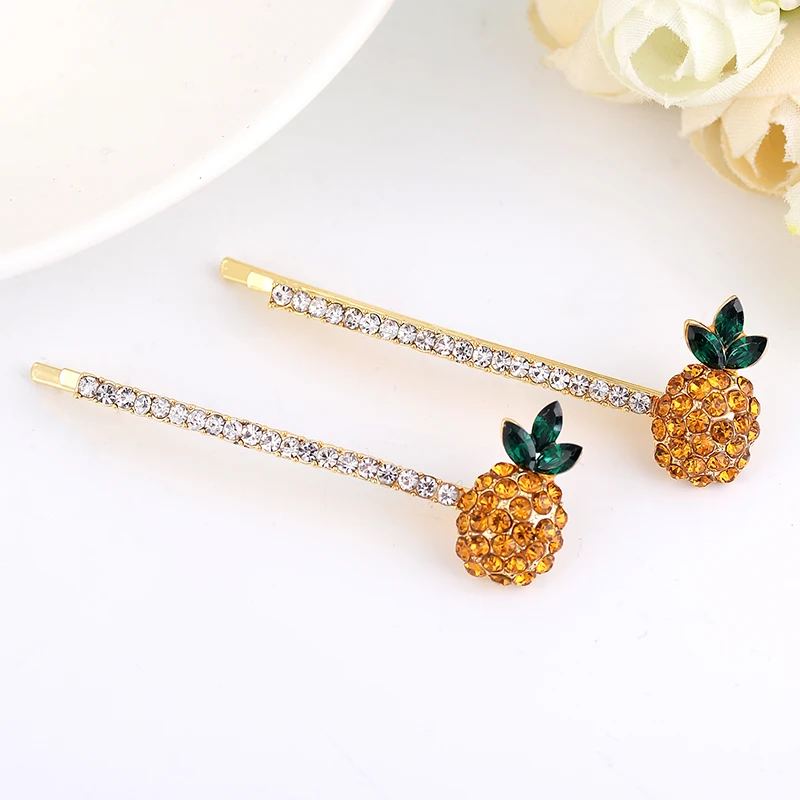 EASYA Simple Fashion Crystal Rhinestone Pineapple Hairgrips Hair Accessories Women Girls Fruit Pineapple Hairpins Headwear