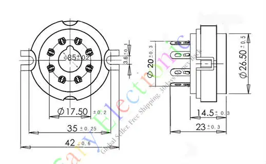 Wholesale and retail 20pc 8pin Ceramic vacuum tube socket octal valve base Fr KT88 EL34B 6550 6SN7 amp free shipping