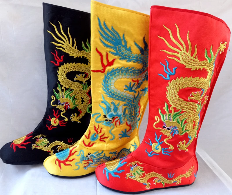 Chinese traditional dragon Opera Boots film and television drama supplies Emperor Dragon Embroidery boots cosplay accessories