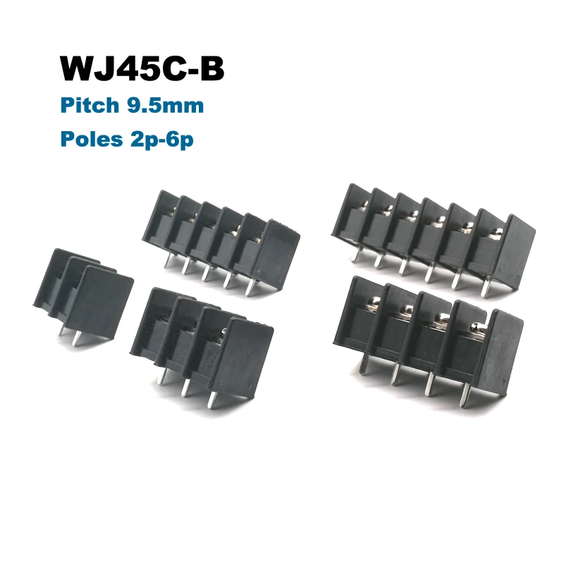 Barrier Screw Terminal Block Pitch 9.5mm Straight Pin 2P 3P 4P 5P 6P Bornier Wire Connector Morsettiera 300V 25A 12AWG 2/5Pcs