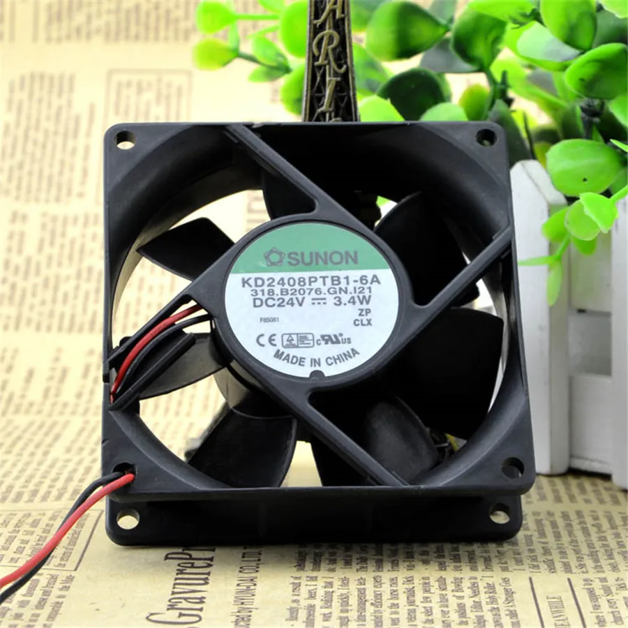 

SUNON 8025 80MM Server Cooling Fan 24V 3.4W 0.14A Computer Case Fan KD2408PTB1-6A DUAL BALL Bearing With 2pin