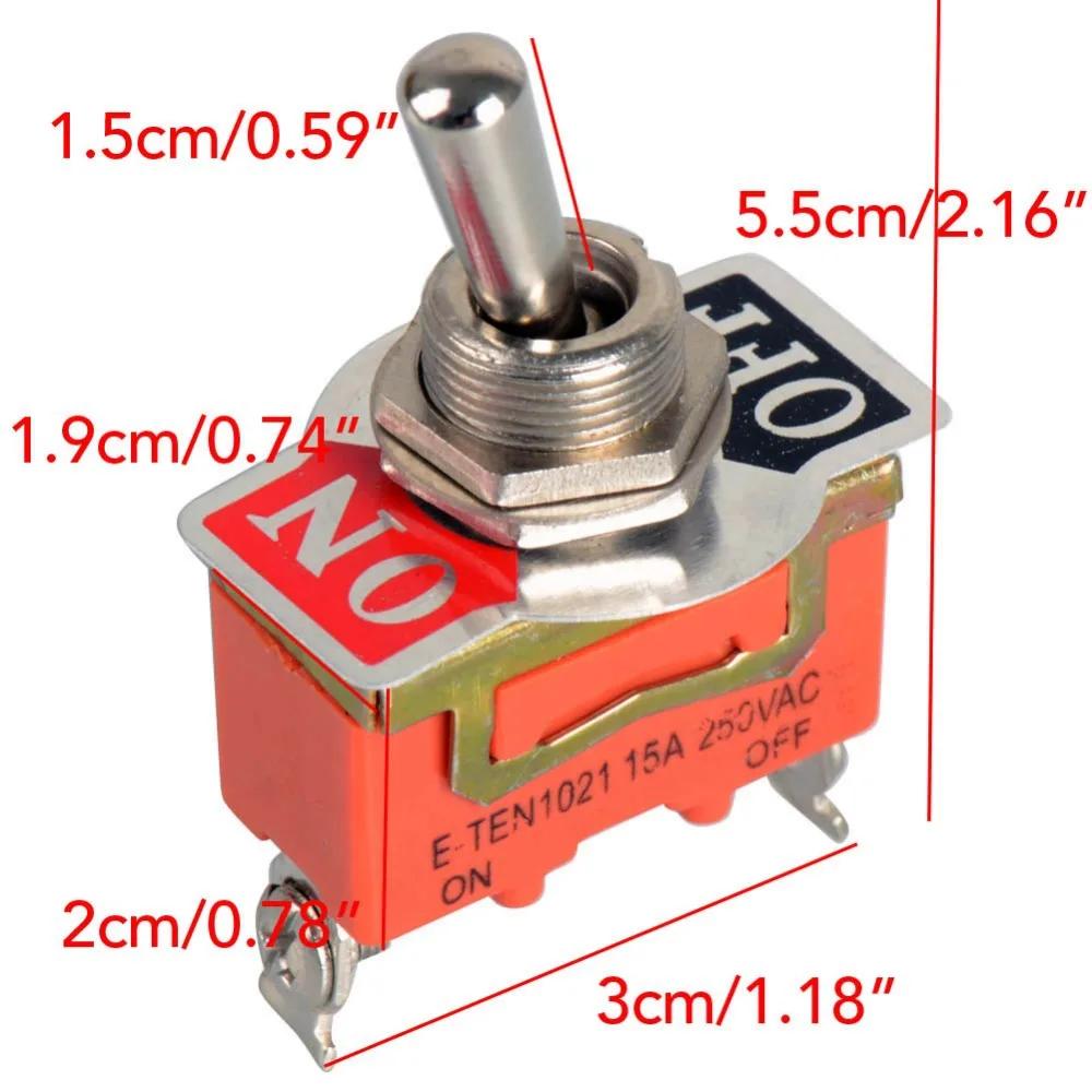 Stainless Steel Toggle Swith 12V Heavy Duty Toggle Flick Switch ON/OFF Car Dash Light Metal SPST P0.05