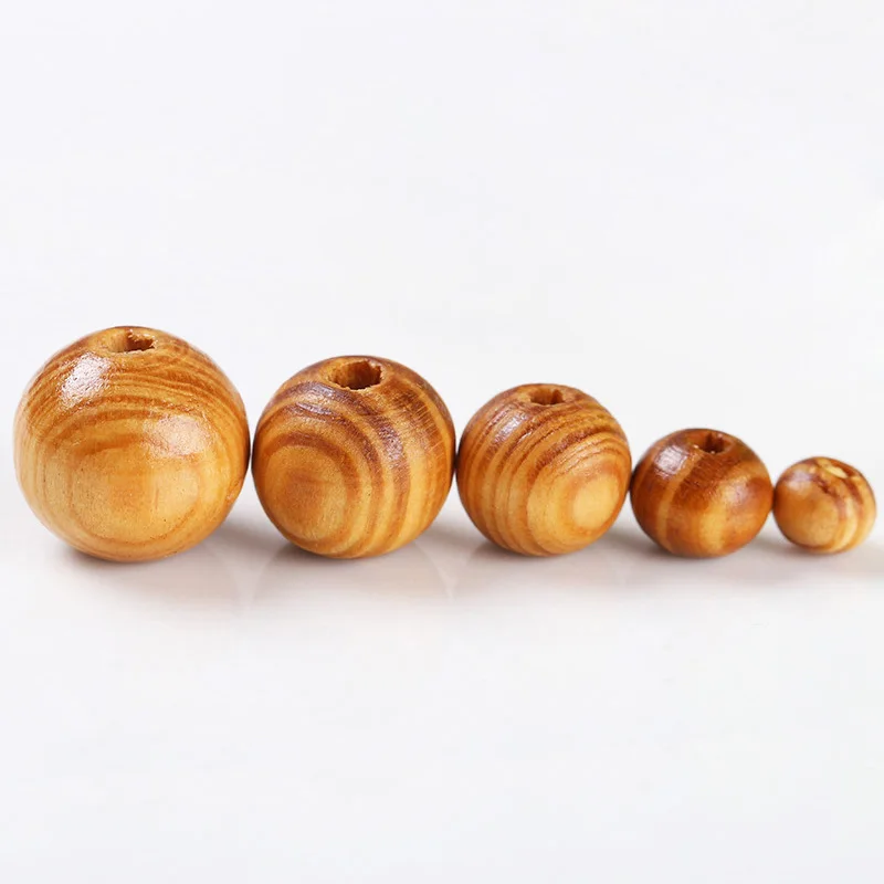 Pick Size 10/12/14/16/18/20mm Pine Natural Round Wood Spacer Wooden Beads Fit For Bracelet Necklace DIY Jewelry Making