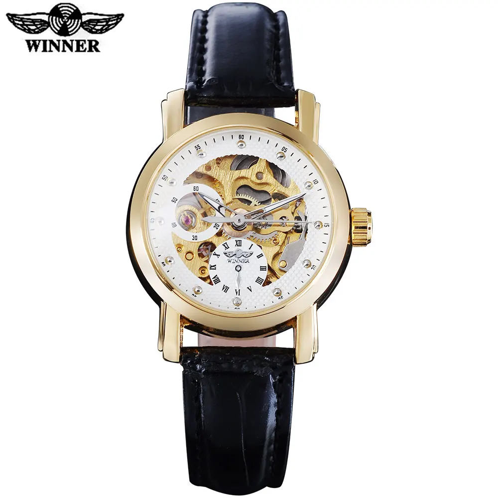 

TWINNER fashion women mechanical watches leather strap casual brand ladies skeleton watches women's dress wristwatches relogio