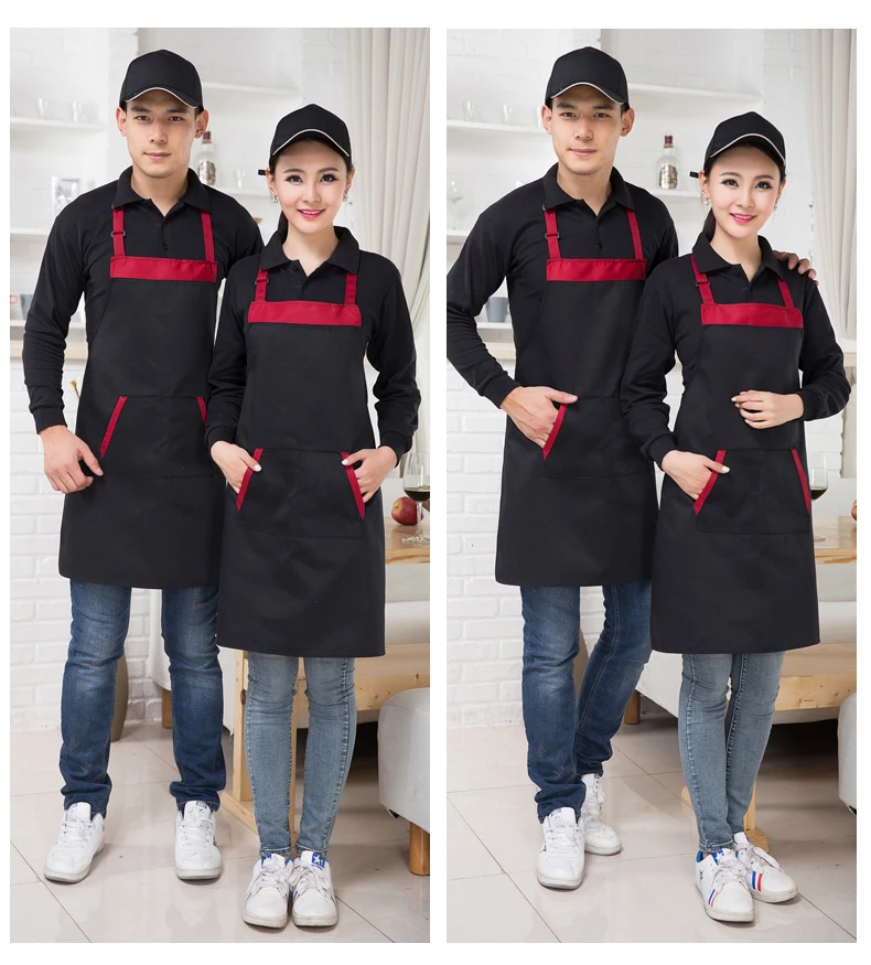 Catering Plain Anti-Fouling Women Man Kitchen Accessories Apron With Pockets Butcher Craft Baking Chefs Kitchen Cooking BBQ