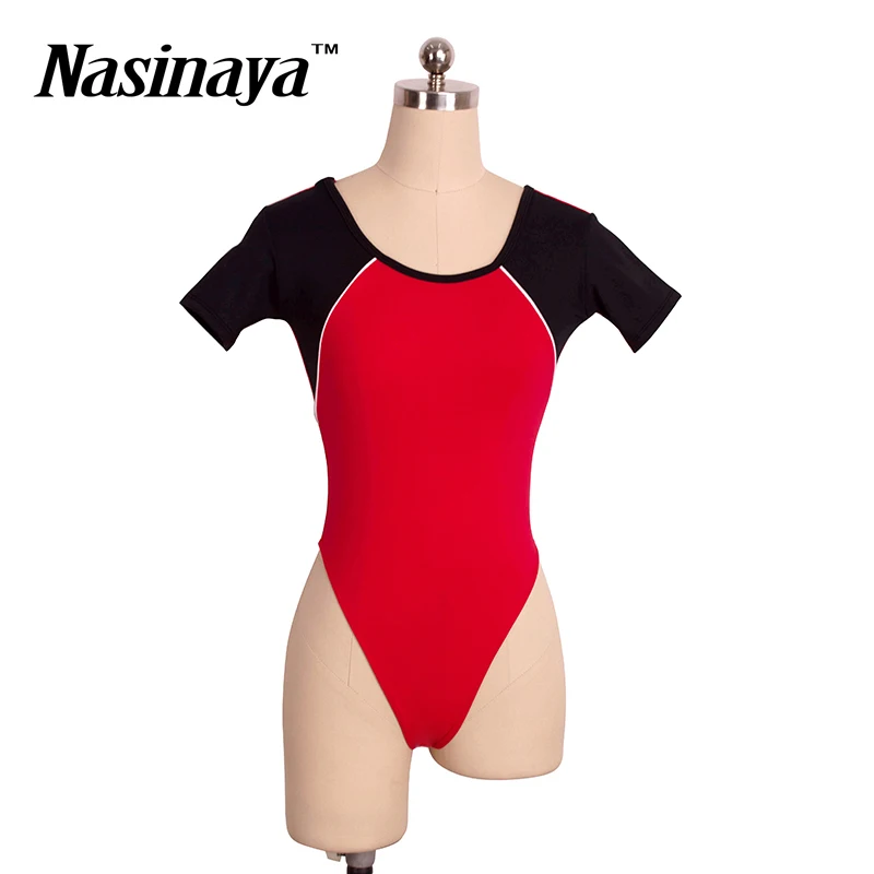 Girls' Figure Skating Competition Training Body Shaping Gymnastics Clothes Leotard Short Sleeve Sexy Dance Adult Clothing T-back