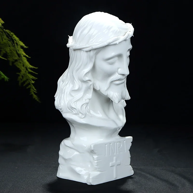 Jesus Christ Gift Figure Statuette Ceramic Catholic Sacred Figurine Master Handicraft Ornament Sculpture White Porcelain God