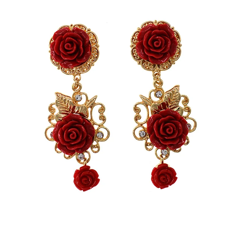 Classic floral long earrings fashion jewelry for women