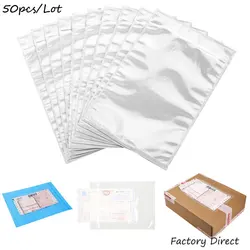 50pcs Plastic Bags Patch Transparent Bill Bag Single A4A5 Invoice Paper Size Packing Document Bag Self-Adhesive pocket Custom