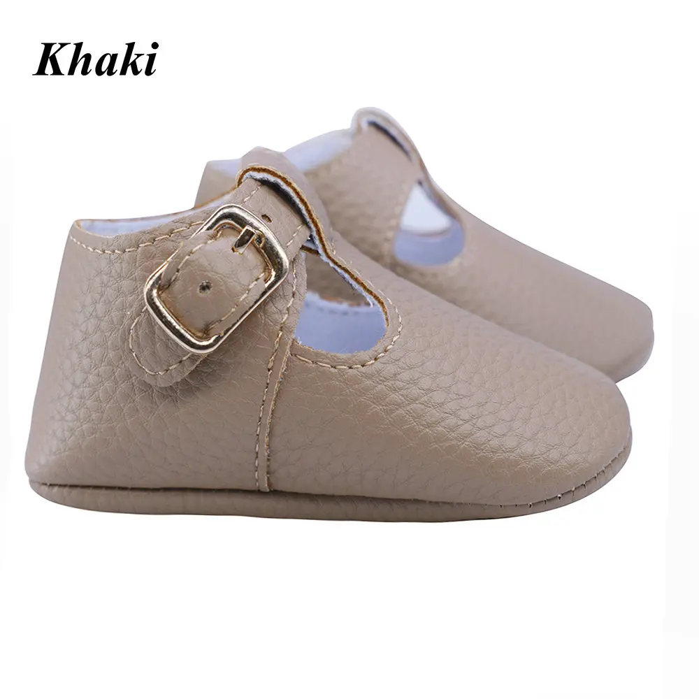 Newborn Baby Shoes Gold Buckle PU Leather Boy Girl Shoes Toddler Soft Sole Anti-slip First Walkers Infant Moccasins