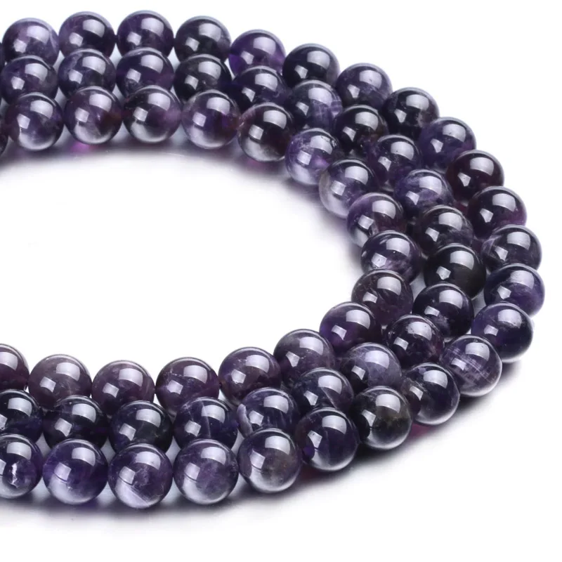 Wholesale 4/6/8/10/12 mm Natural Stone Beads Amethysts Purple Crystal Round Loose Beads For Jewelry Making