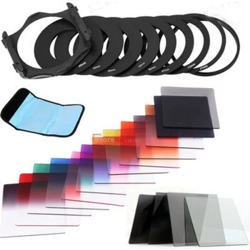 40 в 1 градиентный держатель для фильтра ND2 4 8 16, комплект с квадратной блендой + переходное кольцо для Cokin 52 мм 58 мм 77 мм