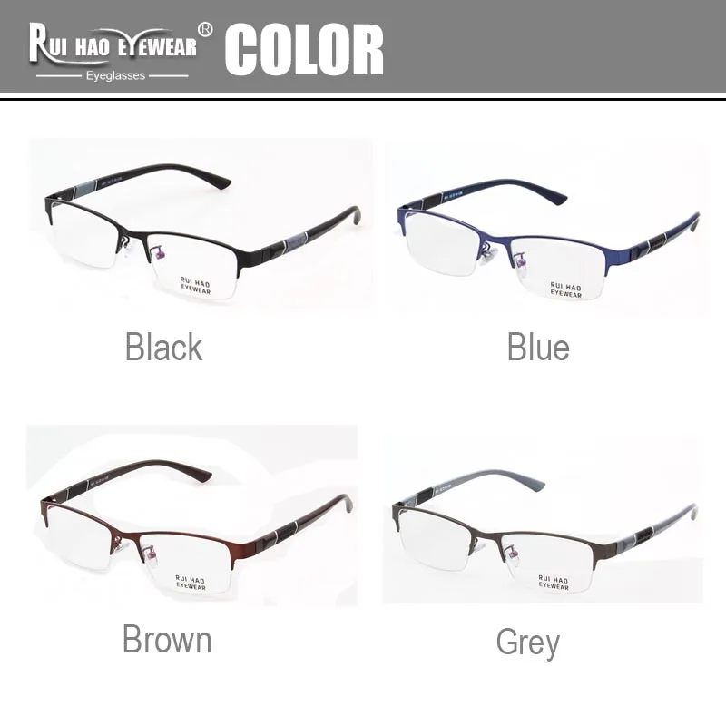 Half Rimless Eyeglasses Frame Men Optical Glasses Fill Prescription Lenses Super Light Alloy Spectacles Frames 961