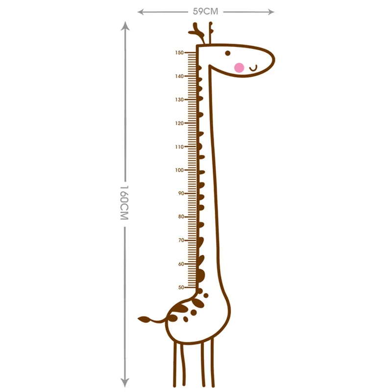 Cartoon Giraffe Height Measure Wall Sticker backdrop For Kids Rooms Height Chart Ruler Home Decoration Decals Wall Art Stickers