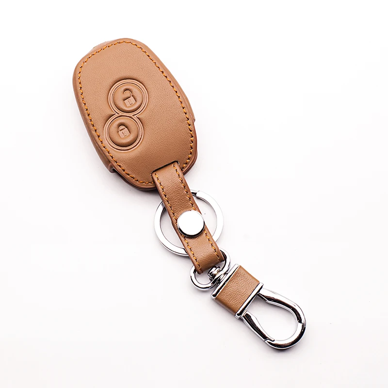 Leather car key case cover For Renault Kangoo Scenic Megane Sandero Captur Twingo Modus remote control cover 2 buttons Key Shell