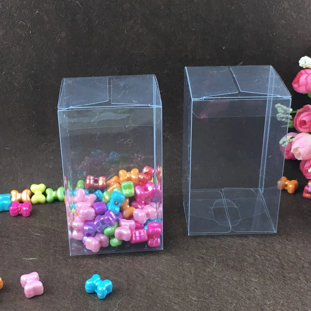 50pcs 5*5*10cm clear plastic pvc box packing boxes for gifts/chocolate/candy/cosmetic/crafts square transparent pvc Box