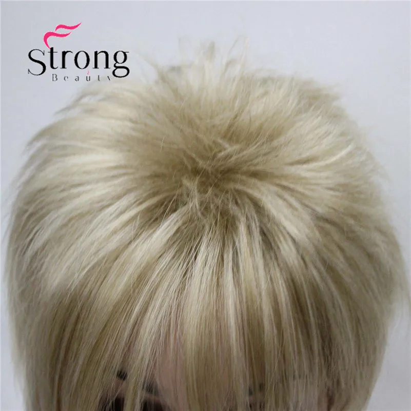 StrongBeauty Peruca de cabelo sintético assimétrico com franja lateral loira curta e reta ESCOLHAS DE CORES