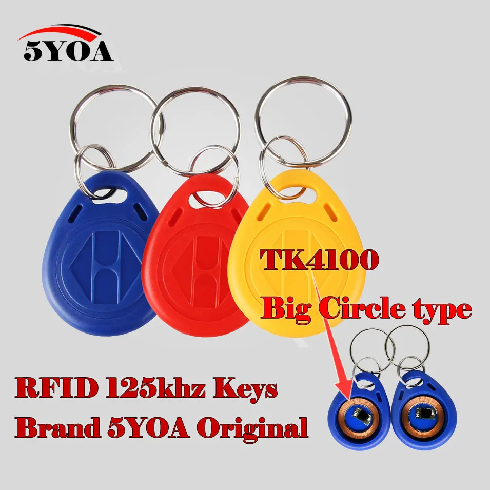 10Pcs RFID Tag Key Big Circle Keyfobs Keychain Ring 125Khz Proximity ID Card Chip TK EM 4100/4102 for Access Control Attendance