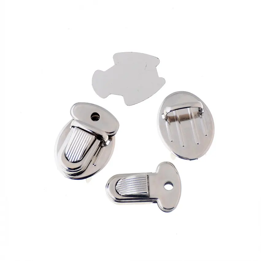 Free Shipping 10 Sets Metal Hook Box Latches Clasp Bag Box Lock Purse Lock Silver Tone 35x25mm J3420