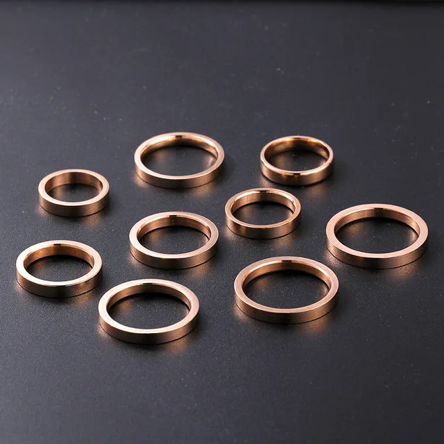 KNOCK Latest Fashion Fortunately Rose Gold Women Men Polished Stainless Steel Ring Convention Jewelry Wedding Band Ring Valentin