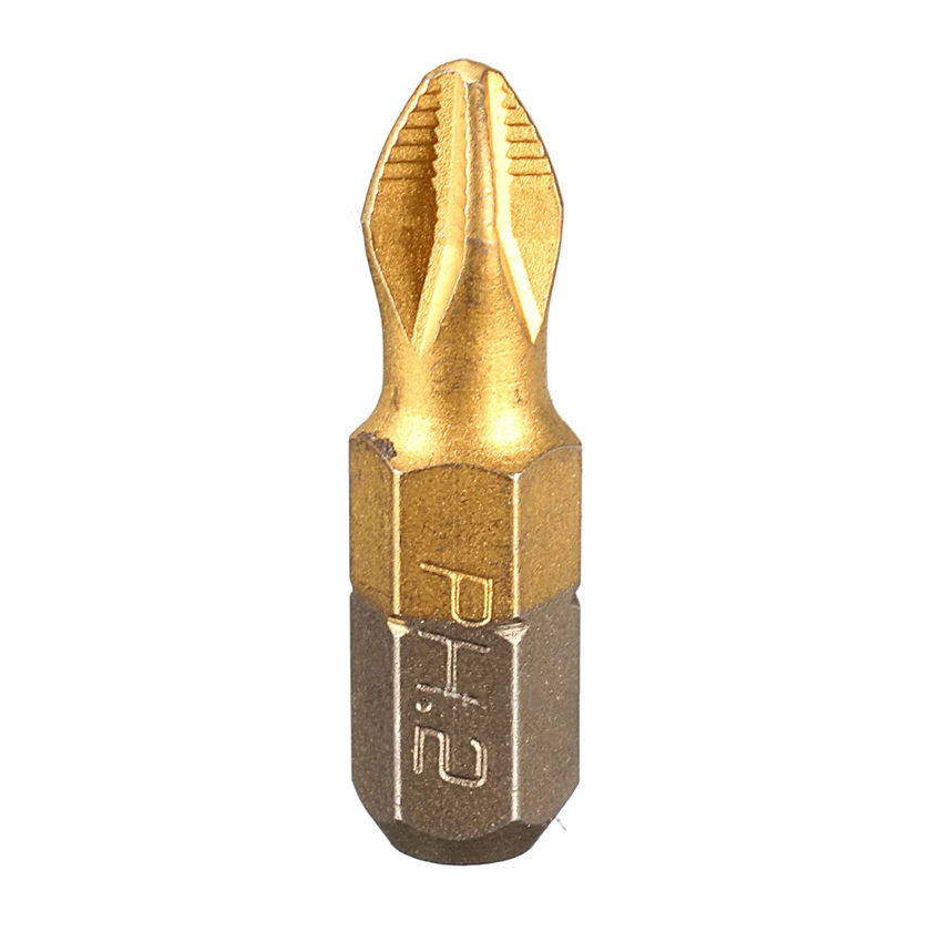Jeu de 10 embouts antidérapants PH2 revêtus de titane, tournevis électrique à tige hexagonale de 1/4 "avec pointe magnétique, 25mm/50mm