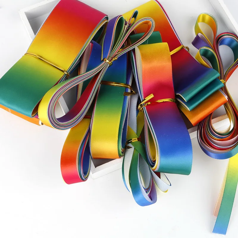 Breite 6/10/12/15/20/25/30/40/50mm Regenbogenfarbene Ripsbandbänder für Schleifen, Handarbeiten, DIY, Nähen, Bekleidung und Verpackungsmaterialien, 5 Yards / Rolle – Detail 7