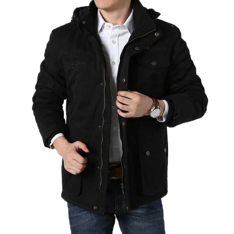 Casaco quebra-vento do exército militar, roupa masculina quente com capuz, marca de inverno, casaco acolchoado de lã