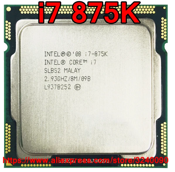 Original Intel Core i7 875K Quad Core 2.93GHz LGA1156 8M Cache 95W i7-875K Desktop CPU free shipping speedy ship out